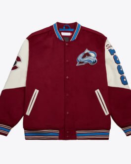 Colorado Avalanche Team History Burgundy Vintage Logo Varsity Jacket