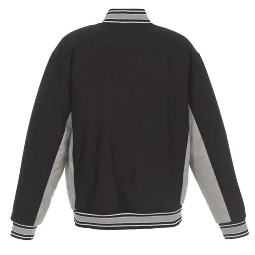 Colorado Rockies Accent Gray and Black Varsity Wool Jacket - Image 2