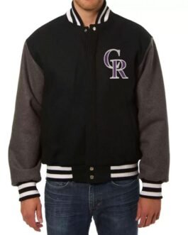 Colorado Rockies Two Tone Wool Black/Gray Varsity Jacket