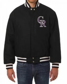 Colorado Rockies Wool Varsity Black Jacket