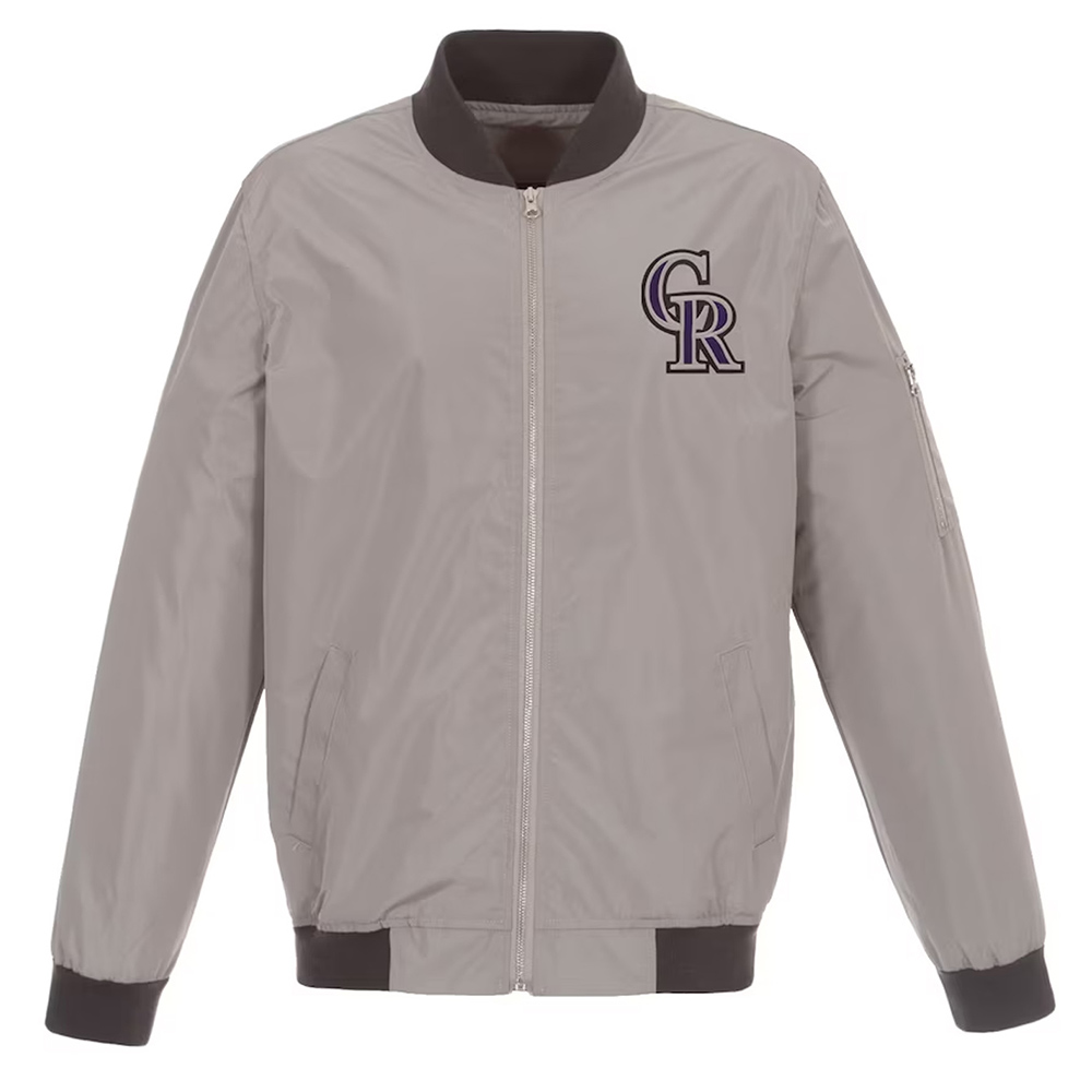 Colorado Rockies Bomber Black Nylon Jacket - Image 2