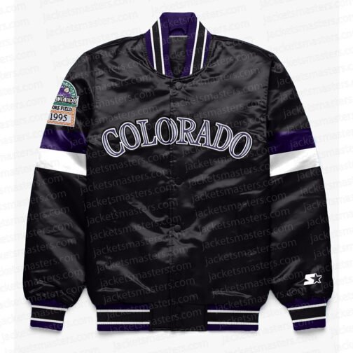 Colorado Rockies Home Game Black Varsity Satin Jacket