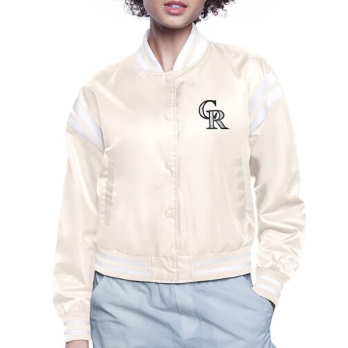 Colorado Rockies Printed Logo Varsity Satin Jacket - Image 2