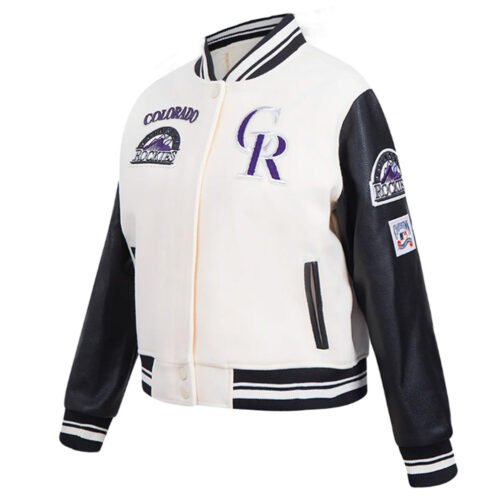 Retro Classic Rib Colorado Rockies Varsity Jacket - Image 5