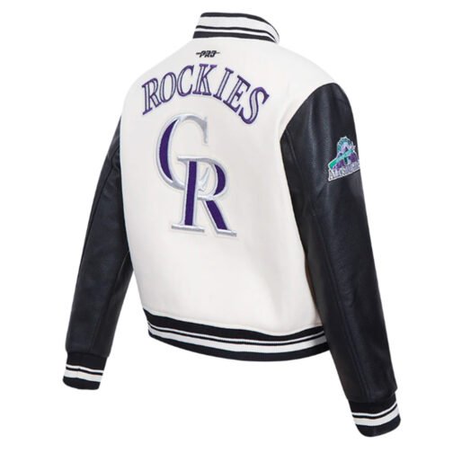 Retro Classic Rib Colorado Rockies Varsity Jacket - Image 7