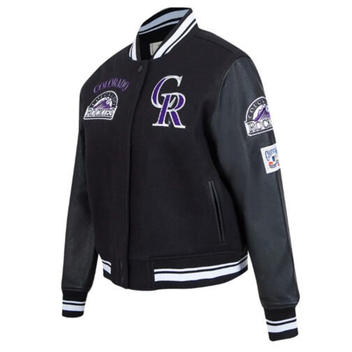 Retro Classic Rib Colorado Rockies Varsity Jacket - Image 6