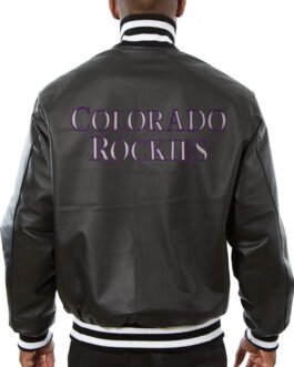 Varsity Colorado Rockies Black Leather Jacket