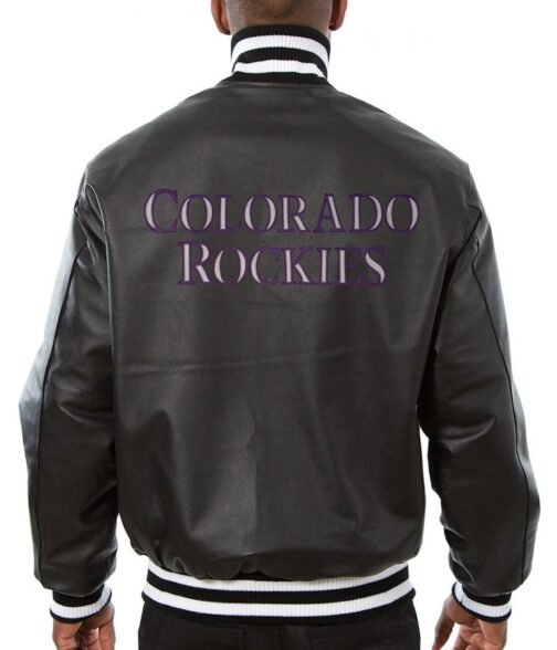 Varsity Colorado Rockies Black Leather Jacket - Image 2