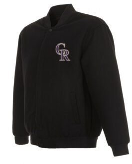 Varsity Colorado Rockies Black Wool Jacket
