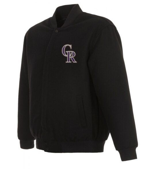 Varsity Colorado Rockies Black Wool Jacket
