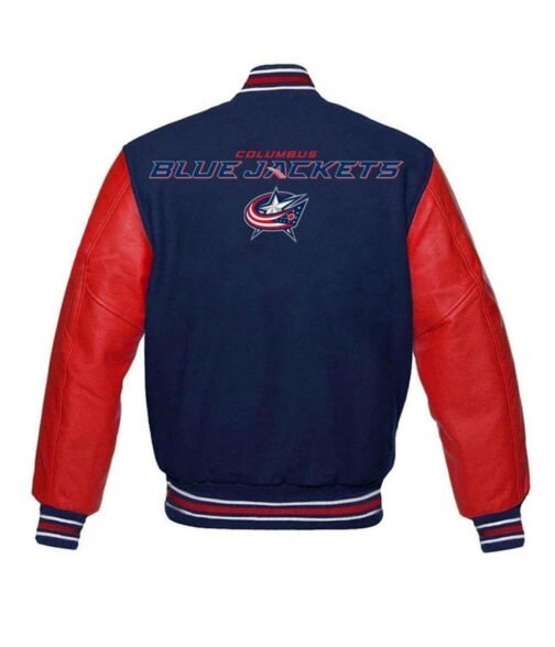 Columbus Blue Jackets Blue and Red Letterman Jacket - Image 2