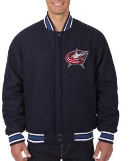 Varsity Columbus Blue Jackets Wool Navy Blue Jacket