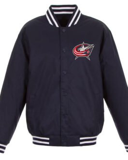 Navy Columbus Blue Jackets Front Hit Poly Twill Jacket