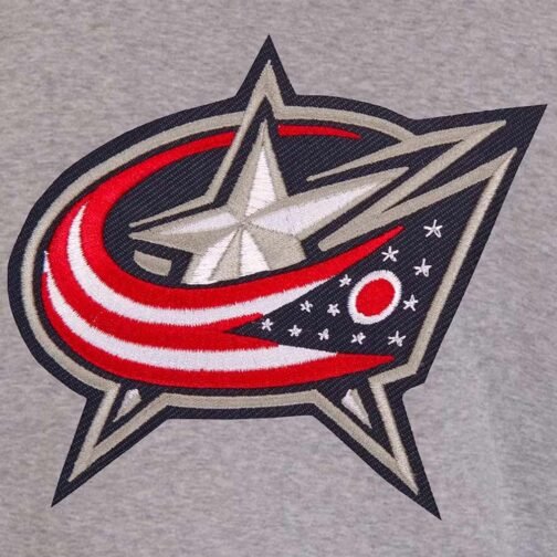 Columbus Blue Jackets Varsity Gray and Navy Wool Jacket - Image 3