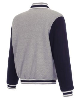 Columbus Blue Jackets Varsity Gray and Navy Wool Jacket