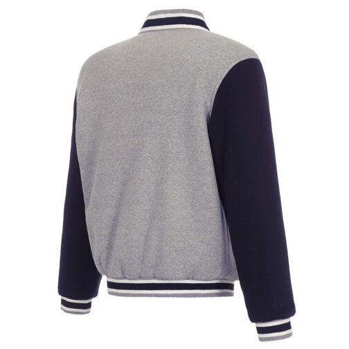 Columbus Blue Jackets Varsity Gray and Navy Wool Jacket - Image 2