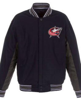 Columbus Blue Jackets Navy/Charcoal Wool Poly-Twill Accent Jacket