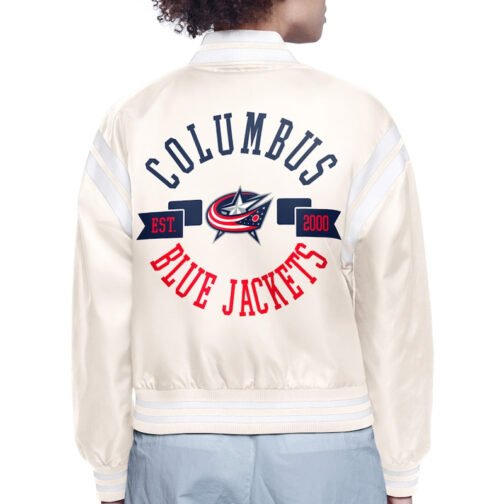 Columbus Blue Jackets Printed Logo Varsity Satin Jacket - Image 4