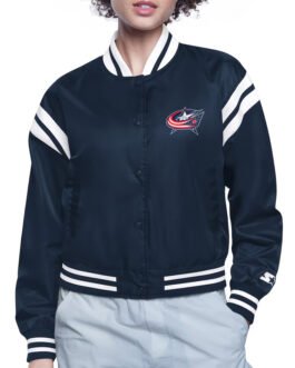 Columbus Blue Jackets Printed Logo Varsity Satin Jacket