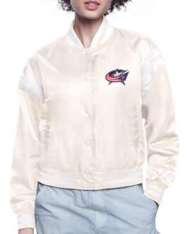 Columbus Blue Jackets Printed Logo Varsity Satin Jacket