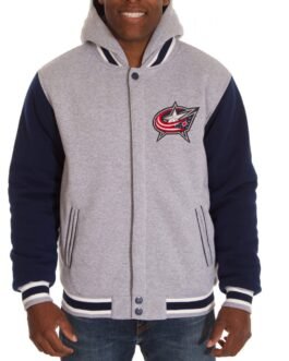 Columbus Blue Jackets Fleece Blue and Grey Jacket with Hood