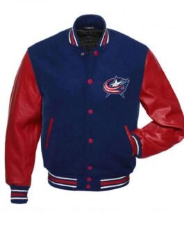 Columbus Blue Jackets Blue and Red Letterman Jacket