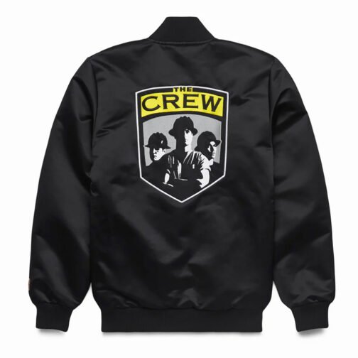 Columbus Crew Bomber Black Satin Jacket - Image 2