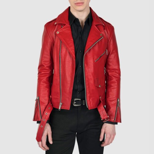 Blood Red Commando Leather Jacket - Image 3