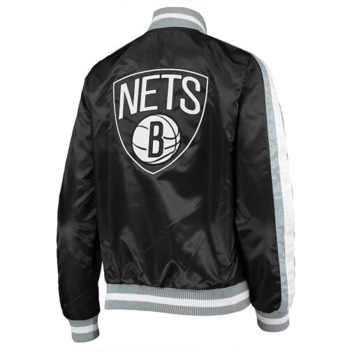 Competition Brooklyn Nets Black Satin Jacket - Image 2