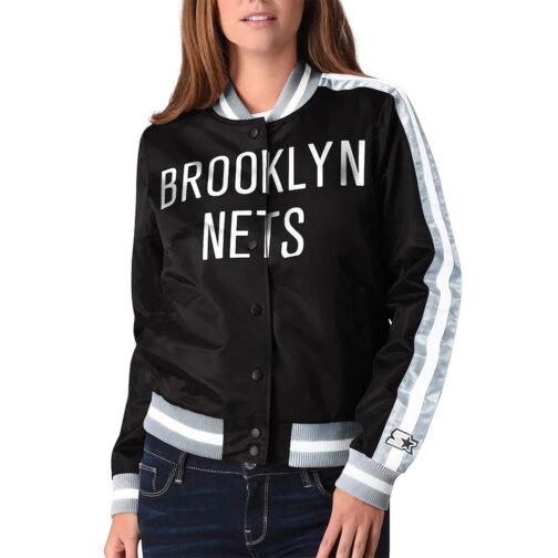 Competition Brooklyn Nets Black Satin Jacket - Image 4