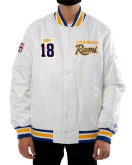 LA Rams Cooper Kupp Satin White Jacket
