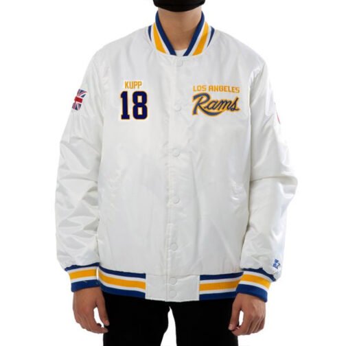 LA Rams Cooper Kupp Satin White Jacket
