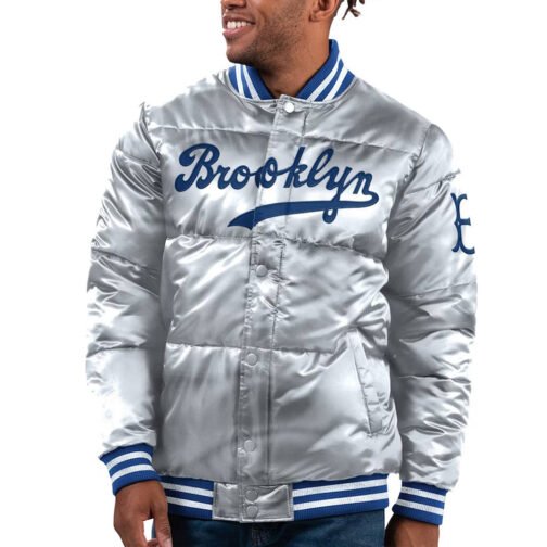 Brooklyn Dodgers Cooperstown Collection Bronx Puffer Satin Jacket - Image 3