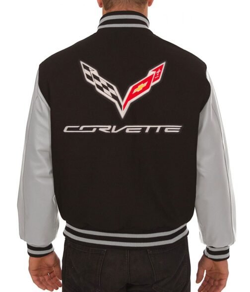 Varsity Corvette Embroidered Black and Grey Jacket - Image 2