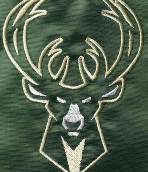 Milwaukee Bucks Leader 75th Anniversary Cream/Green Color Block Jacket - Image 4