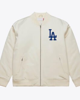 LA Dodgers 2024 World Series Champions Cream Bomber Jacket