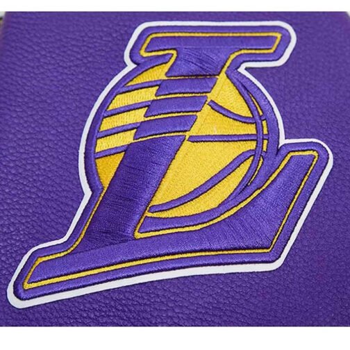 LA Lakers Cream Retro Classic Varsity Jacket - Image 10
