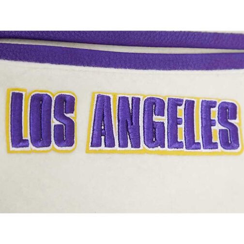 LA Lakers Cream Retro Classic Varsity Jacket - Image 8