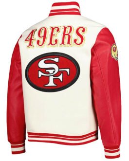 San Francisco 49ers Retro Classic Cream and Red Varsity Jacket