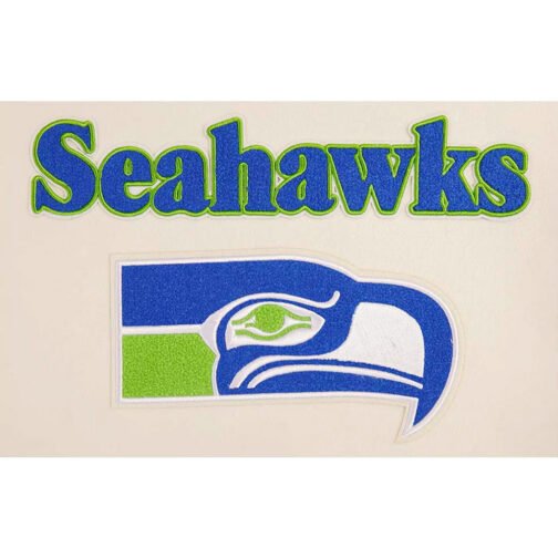 Cream Seattle Seahawks Retro Classic Full-Zip Varsity Jacket - Image 6