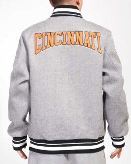 Cincinnati Bengals Crest Emblem Gray Varsity Wool Jacket