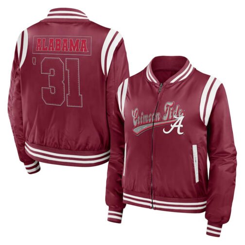 Alabama Crimson Bomber Full-Zip Jacket - Image 3