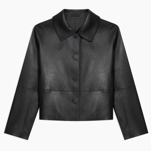 Women’s Cropped Piazza Leather Jacket - Image 3