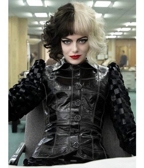 Cruella Emma Stone Black Leather Jacket
