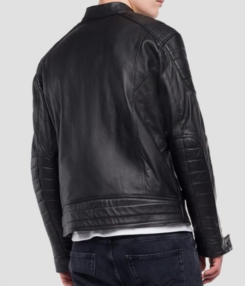 Men’s Crust Motorcycle Leather Zipper Pockets Jacket - Image 4