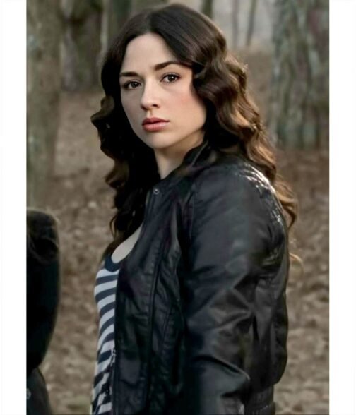 Crystal Reed Teen Wolf Blue Leather Jacket - Image 2