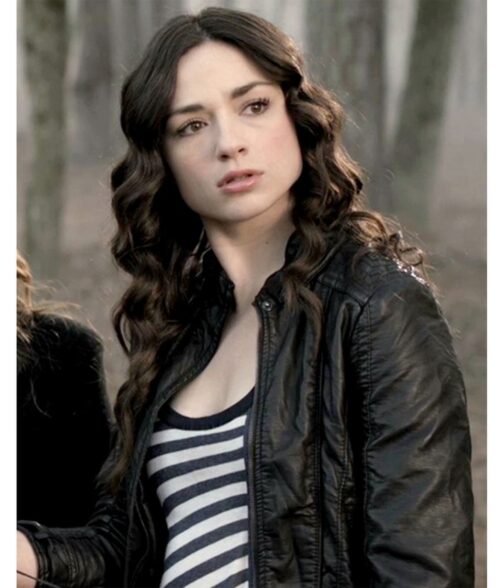 Crystal Reed Teen Wolf Blue Leather Jacket - Image 4