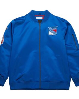NY Rangers Current Logo Royal Bomber Satin Jacket