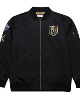 Vegas Golden Knights Current Logo Black Bomber Satin Jacket