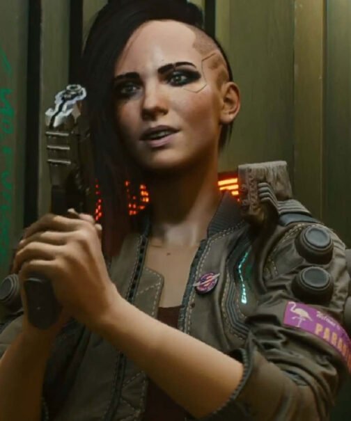 Samurai Cyberpunk 2077 Bomber Leather Jacket - Image 8